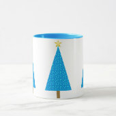 Bleu étoiles rétro moderne arbre de Noël Café Mug (Centre)