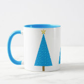 Bleu étoiles rétro moderne arbre de Noël Café Mug (Gauche)