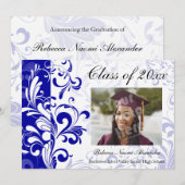 Bleu Étonnante Faire-part de graduation photo (Devant / Derrière)