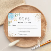 Bleu eucalyptus baptême floral carte RSVP