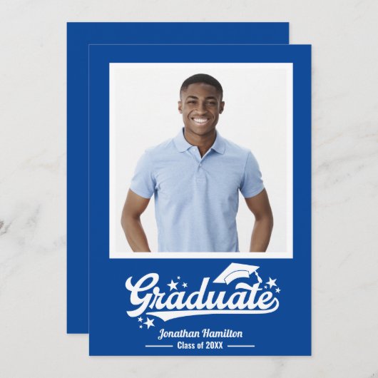 Bleu Faire-part de diplôme (Devant / Derrière)