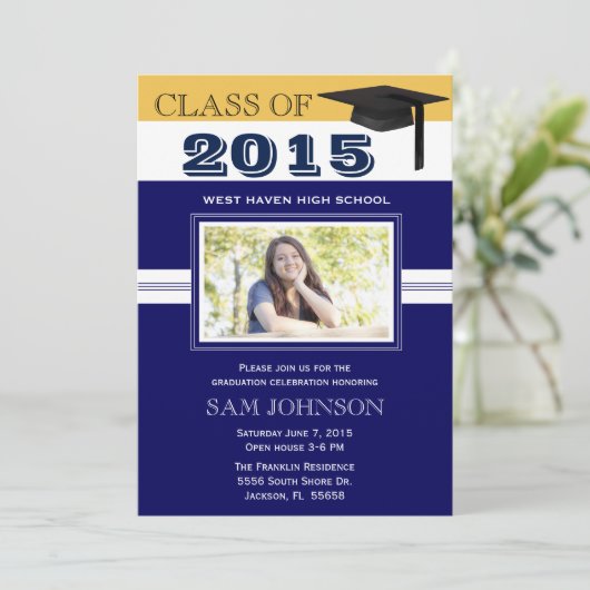 Bleu Faire-part de diplôme (Debout devant)