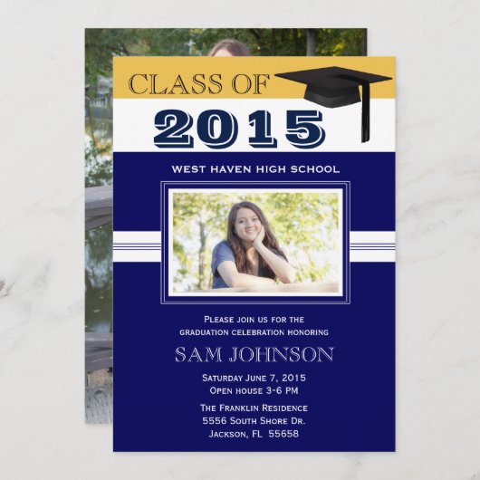 Bleu Faire-part de diplôme (Devant / Derrière)