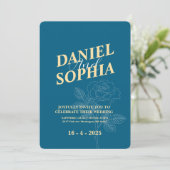 Bleu faire-part de mariage classique (Debout devant)