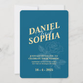 Bleu faire-part de mariage classique (Devant)