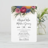 Bleu faire-part de mariage et rose foncé (Debout devant)