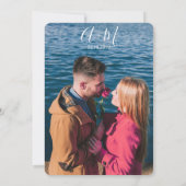 Bleu faire-part de mariage et rose foncé (Dos)