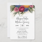 Bleu faire-part de mariage et rose foncé (Devant)