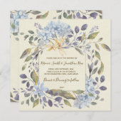 Bleu faire-part de mariage floral hydrangea (Devant / Derrière)