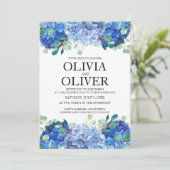 bleu faire-part de mariage hydrangea eucalyptus ve (Debout devant)