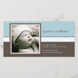 Bleu | Faire-part de naissance bébé doux Brown