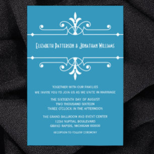 Bleu Fancy Mariage Ornemental Invitation