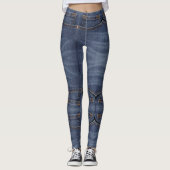 Bleu faux denim de poche Leggings (Devant)