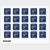 Bleu, Faux Gold 9e anniversaire + Autocollant de n (Feuille)
