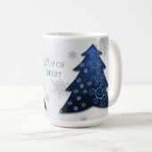 Bleu Festif Arbre de Noël Café Mug (Devant droit)