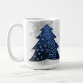 Bleu Festif Arbre de Noël Café Mug (Gauche)