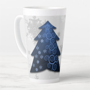 Bleu Festif Arbre de Noël Latte Mug