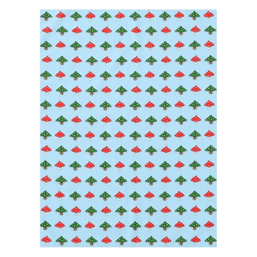 Bleu Festif Champignons Nappe (Devant)