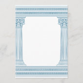 Bleu fête d'anniversaire Invitation avec temple gr (Dos)