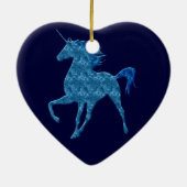 Bleu feu Unicorne Ornement cardiaque (Dos)