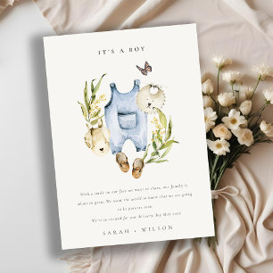 Bleu Feuillage Vêtements Garçon Faire-part bébé
