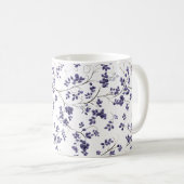 Bleu feuille Motif café Mug (Devant droit)