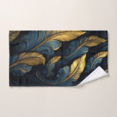 Bleu - Feuilles d'or (Serviette à main)