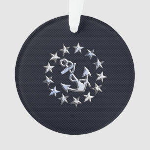 Bleu fibre de carbone Nautique Chrome Yacht drapea