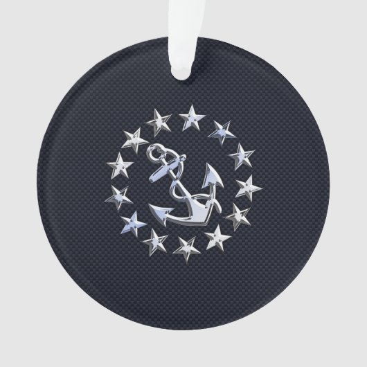 Bleu fibre de carbone Nautique Chrome Yacht drapea (devant)