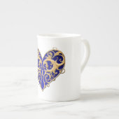 Bleu Filigree Coeur Mug (Devant droit)