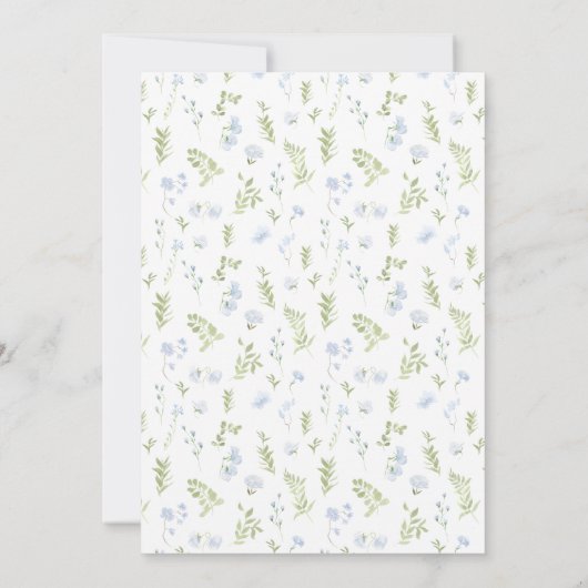 Bleu fleur de sping faire-part de mariage verdure (Dos)