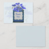 Bleu Fleur sur Denim Tag Merci Cartes (Devant / Derrière)