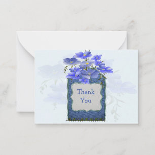 Bleu Fleur sur Denim Tag Merci Cartes