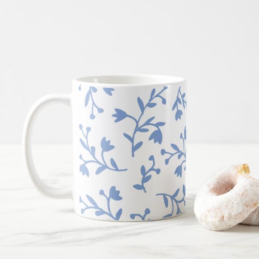 Bleu fleurs classique tasse de thé café (Avec donut)