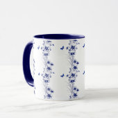 Bleu Fleurs motif tasse à café (Devant gauche)