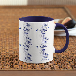 Bleu Fleurs motif tasse à café