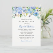 Bleu Floral Aquarelle Boy Baby shower Invitation (Debout devant)