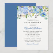 Bleu Floral Aquarelle Boy Baby shower Invitation (Devant / Derrière)