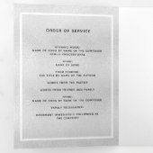 Bleu floral argent photo tri-pli programme funérai (Intérieur en premier)