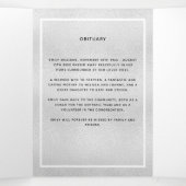 Bleu floral argent photo tri-pli programme funérai (Intérieur au milieu)