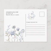 Bleu floral bébé garçon douche Invitation Carte po (Dos)