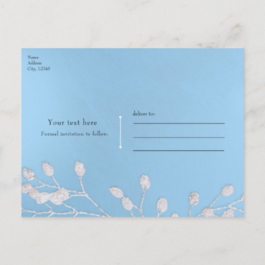 Bleu floral blanc Enregistrer la date Invitations (Dos)