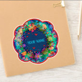 Bleu Floral Boho Trendy Nom Inspirivity Sticker