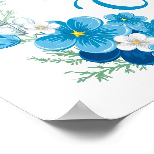 Bleu floral Bonne affiche de Pâques (Coin)