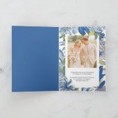 Bleu Floral classique Mariage plié Invitation (Intérieur)