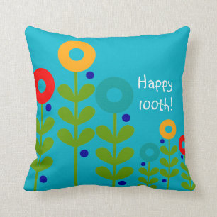 Bleu floral de 100th coussin heureux