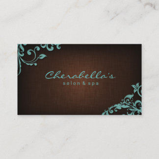 Bleu floral de brun de carte de visite de spa de