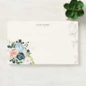 Bleu floral de minuit Note post-it (Bureau)