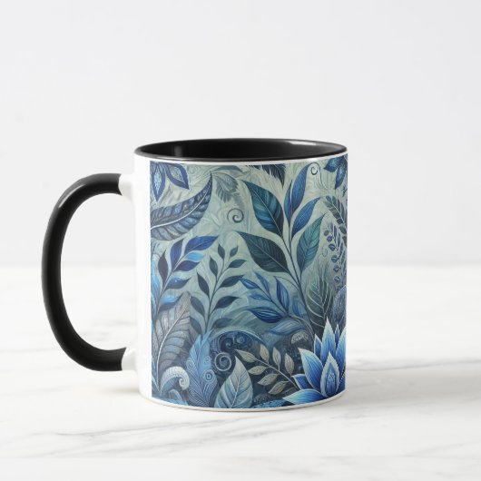 Bleu Floral Design Café Mug (Gauche)