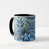 Bleu Floral Design Café Mug (Devant gauche)